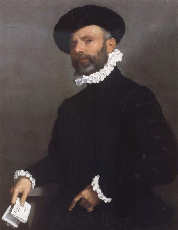 Giovanni Battista Moroni Portrait of a young Man Holding a Letter Spain oil painting art